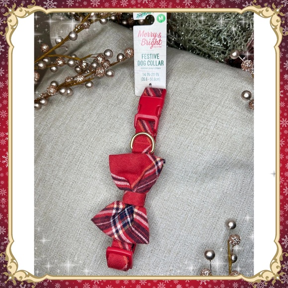 M Petsmart Red Plaid Bow Tie Dog Collar Holiday Present Christmas Santa MEDIUM - Picture 1 of 6